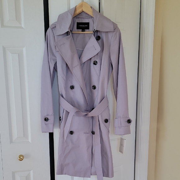 London Fog Purple Trench Coat with Belt - Picture 1 of 5